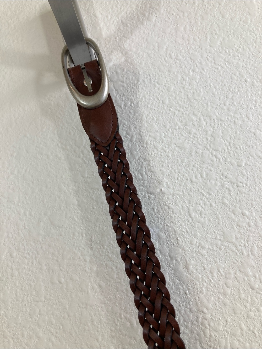 Women’s Brown Black Braided Belt Size S Silver Tone Buckle